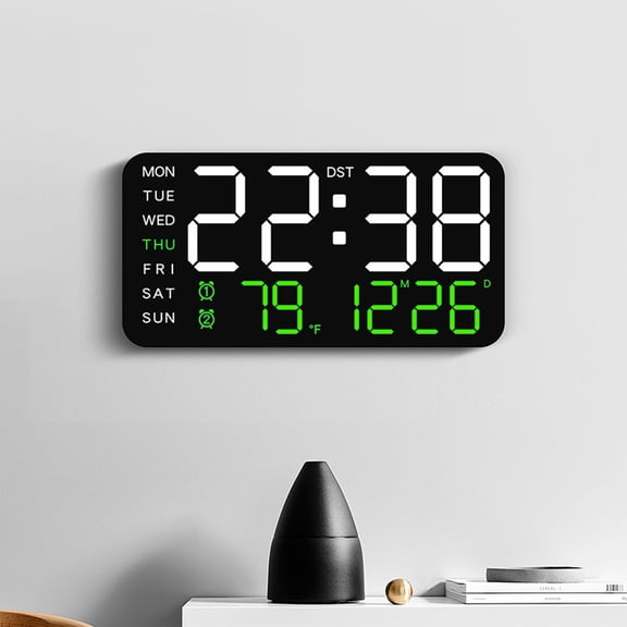 EBCUE 8.4" Large Digital Wall Clock Led Alarm Clock with Big Digits Date Temperature DST Modern Decor Design for Desk 5-Level Brightness for Room Bedroom Gift Yougster and Elderly