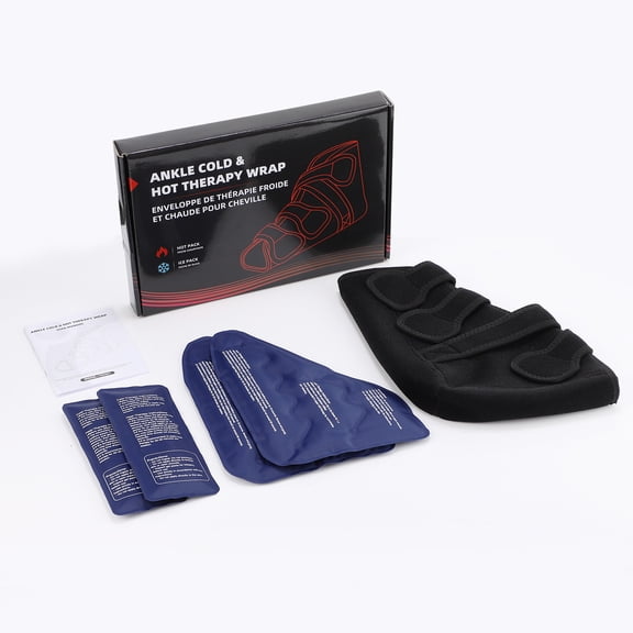 EBCUE Ankle Foot Ice Pack Wrap for Sprained Ankle/Surgery Recovery Reusable Gel Ice Packs for Feet Injuries Plantar Fasciitis Achilles Tendonitis Hot/Cold Therapy (1 Wrap+2 Gel Packs) 50–110KG Use