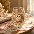 thumbnail image 1 of EBCUE Hand-Painted Floral & Animal Stemless Glasses, Decorative Glass Tumblers with Gold Rim, Artistic Bird, Dragonfly & Bee Print Cups for Home, Kitchen, Party, Bar Use, 1 of 7