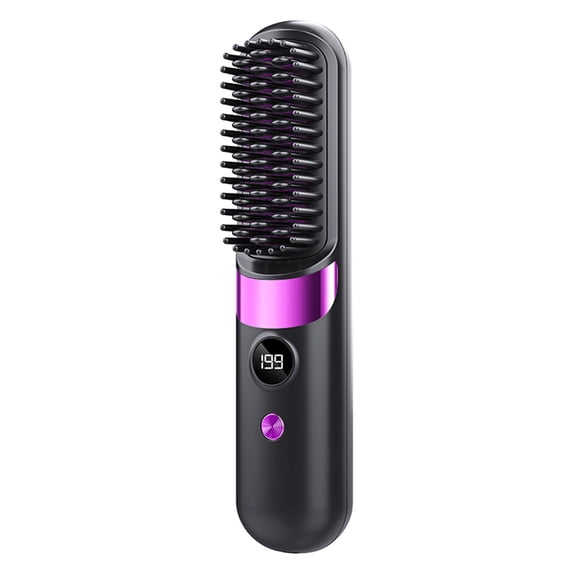 EBCUE Quick Styling Wireless Straightening Brush 2026 Cordless Hair Comb for On-the-Go Touch-Up 30s Fast Heat Ionic & Ceramic Care 4 Heat Levels with Display Type-C Long Battery Black