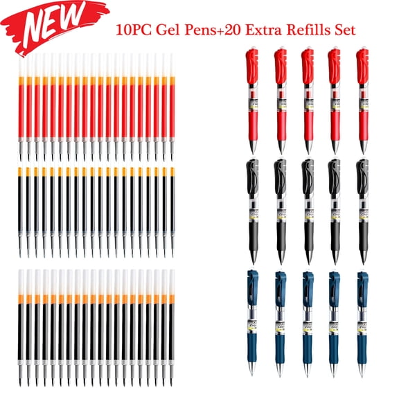 EBCUE Red Gel Pens 10 Pack Quick Dry Red Ink Pens with 20 Extra Refills Fine Point Retractable Smooth Writing Pens for Journaling Office Note Taking Nurse Aesthetic
