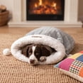 thumbnail image 1 of EBCUE Semi‑Enclosed Pet Sleeping Bag Bed, Removable Washable Warm Winter Cave, Deep‑Sleep Nest for Small‑Medium Cats Dogs Indoor Home All Season Winter Use Holiday Pet Supplies, 1 of 6