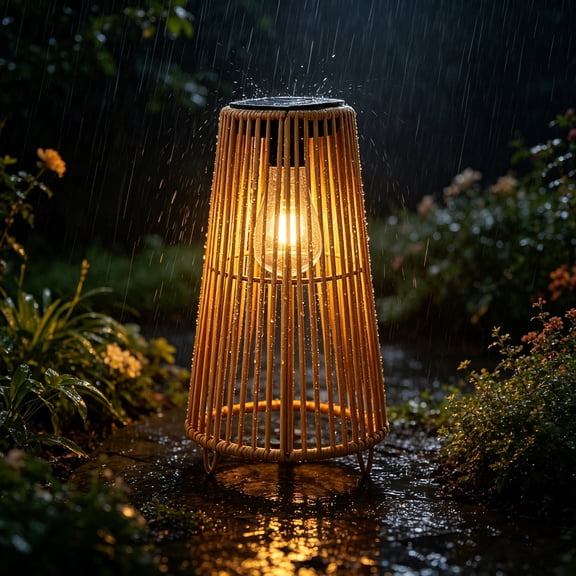 EBCUE Solar Lantern Outdoor Waterproof Large Rattan Lanterns Decorative Bright Boho Lanterns Lights with Handle Rustic Hanging or Table Lamp for Fence Porch Garden Yard Wedding Decoration