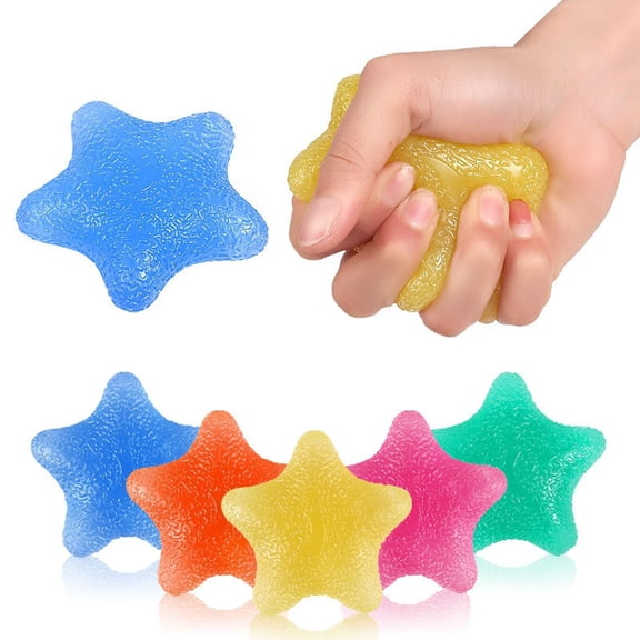 EBCUE Star Shape Physical Therapy Hand Exercise Balls Stress Relief Balls for Adults Finger Exerciser Hand Grip Strengthener Trainer,Squeeze Balls Kits Rehabilitation & Grip Strengthener Orange