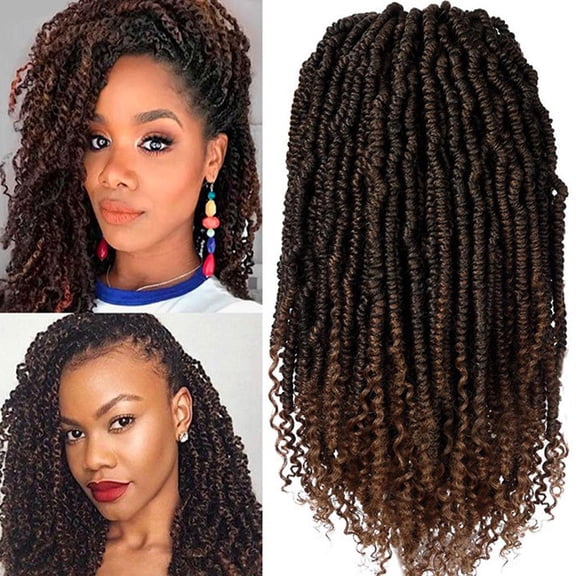 EBCUE Super Light Butterfly Locs Crochet Hair 14 Inch Pre-Looped Soft Distressed Faux Locs Braids for Women Kids Pre-looped Synthetic Braiding Hair Extensions Brown