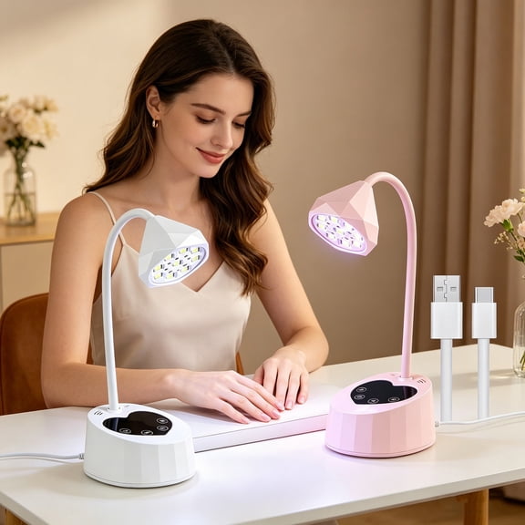 EBCUE UV LED Nail Lamp 36W Mini Cordless Flash Cure Lamp USB Rechargeable Goosenecks LED Nail Light for Gel Nails with 4 Timers & Auto Sensor for Salon Home DIY Use White