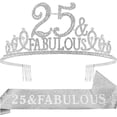 thumbnail image 1 of EBE EmmasByEmma 25th Birthday Sash & Tiara Set, Silver & White, Women's Birthday Accessories, 1 of 7