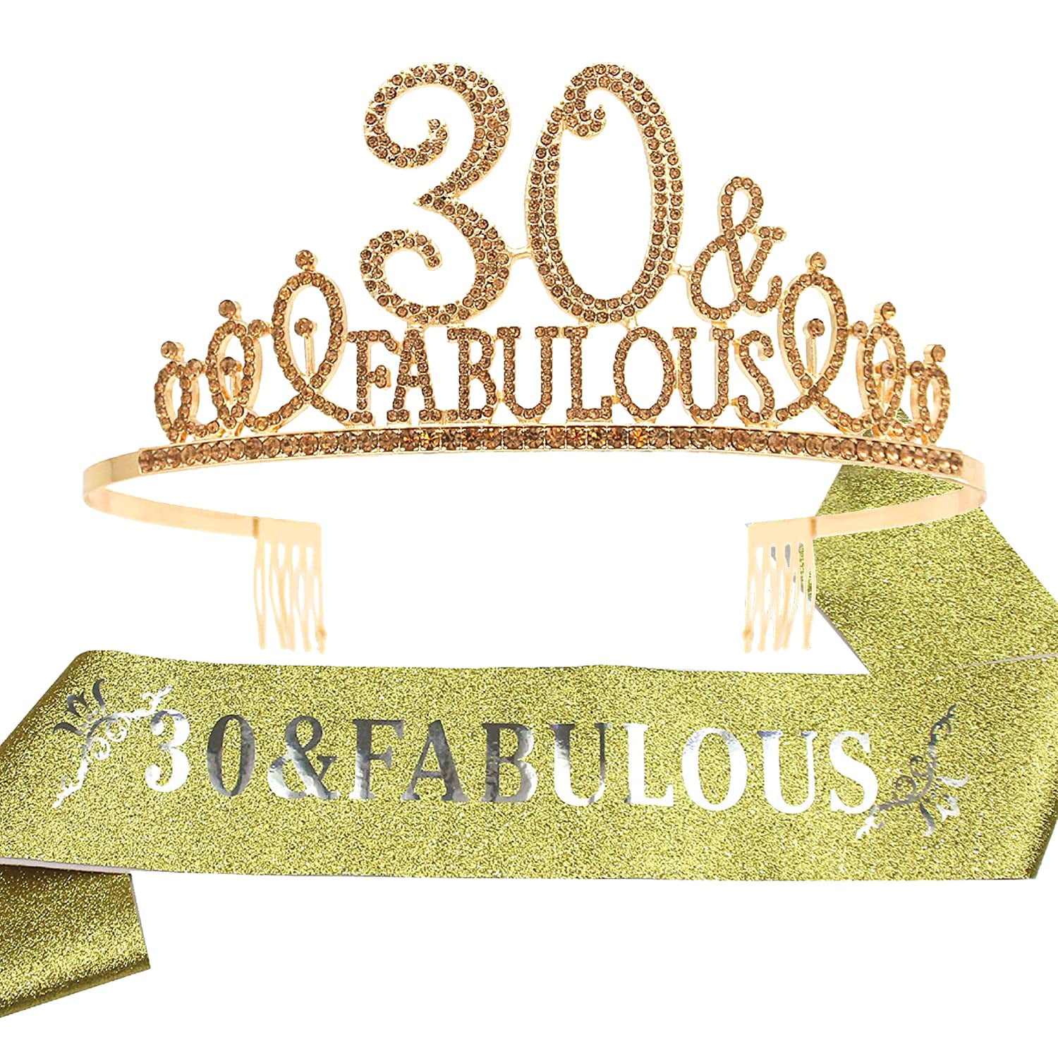 EBE EmmasbyEmma 30th Birthday Glitter Sash and Gold Metal Tiara Set — free download