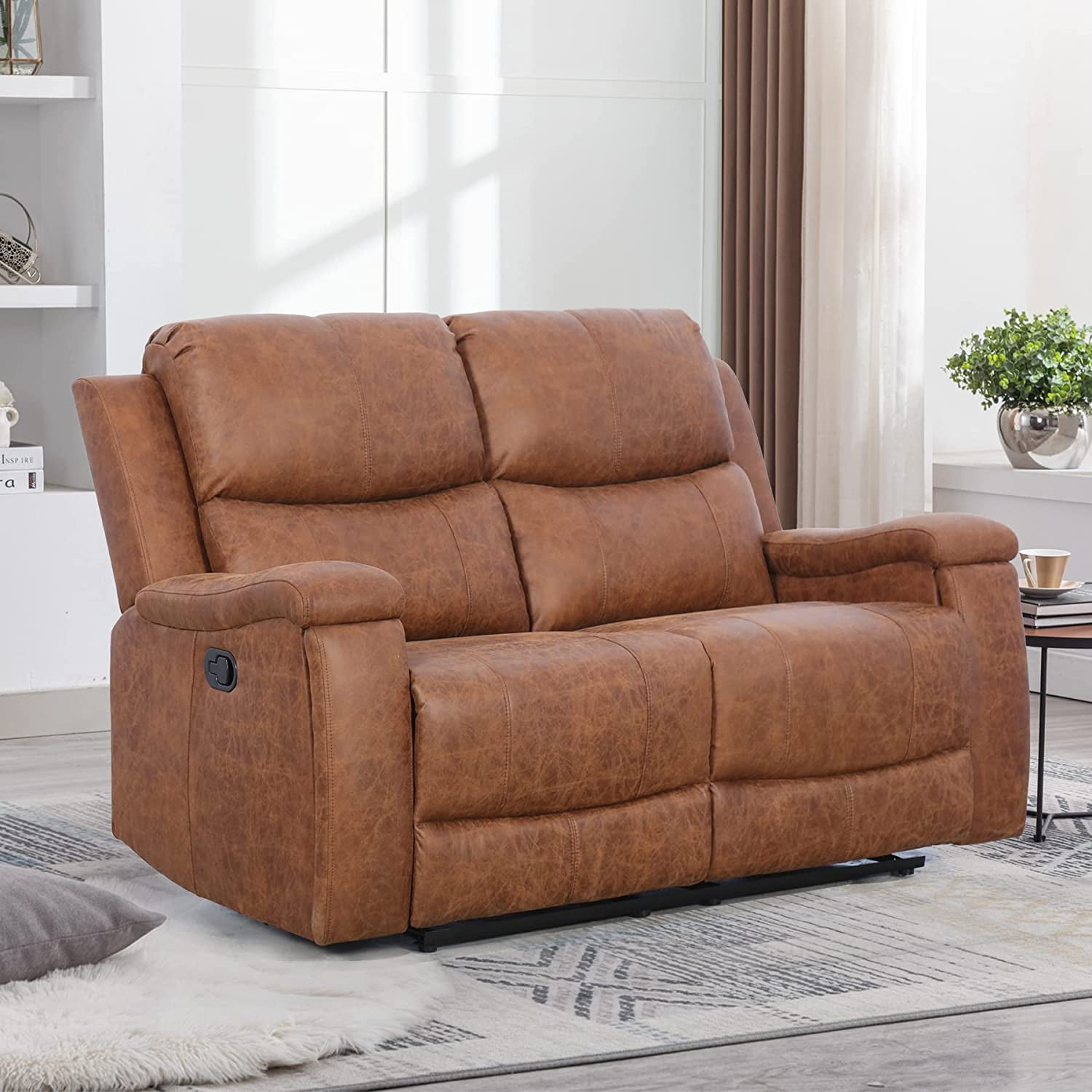 EBELLO Manual Loveseat Reclining Chair Upholstered Faux Leather