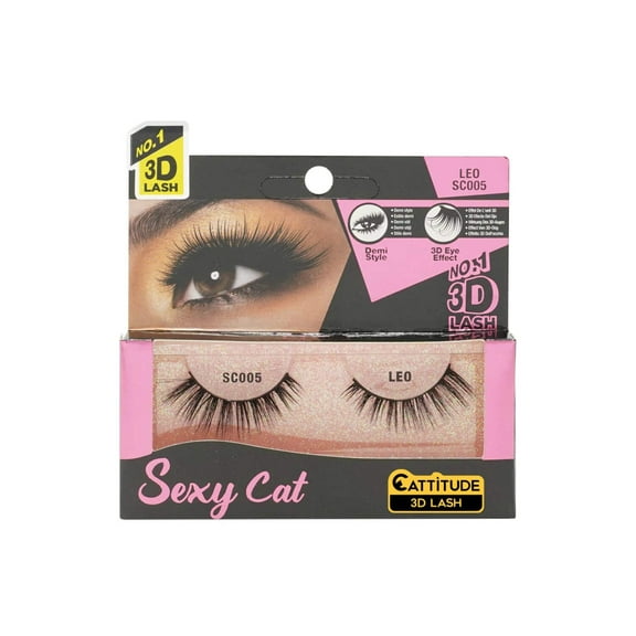 CATITTUDE 3D LASHES Leo Sexy Cat False Eyelashes, Lightweight & Reusable, Cruelty-Free - 3 Pairs