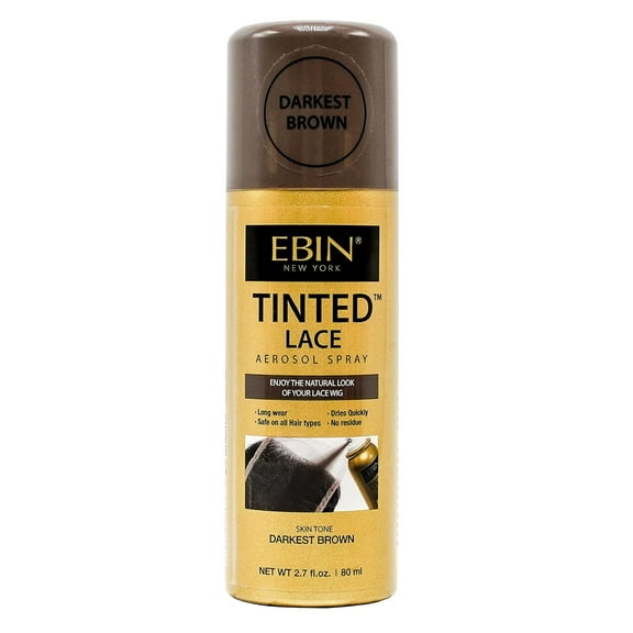 EBIN New York Tinted Lace Spray 3.38oz - Darkest Brown, Quick dry Formula, Unisex