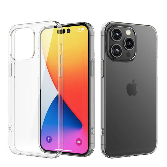 EBIZCITY Case for Apple iPhone 14 / iPhone 14 Pro / iPhone 14 Plus/ iPhone 14 Pro Max , Slim Soft & Flexible Clear TPU Shockproof Bumper Cell Phone Case - Clear