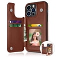 thumbnail image 1 of EBIZCITY for iPhone 14 Plus 2022 Wallet case, Flip Wallet Leather Magnetic Clasp Case with Credit Card Holder and Shockproof Function Kickstand Phone Cover - Brown, 1 of 8