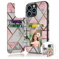 thumbnail image 1 of EBIZCITY for iPhone 14 Plus 2022 Wallet case, Flip Wallet Leather Magnetic Clasp Case with Credit Card Holder and Shockproof Function Kickstand Phone Cover - Rose Gold Marble, 1 of 8