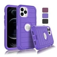 thumbnail image 1 of EBIZCITY iPhone12 / iPhone 12 Pro Case , Phone Case for Apple iPhone 12 / iPhone 12 Pro 6.1 inches, Shockproof Heavy Duty Armor Plastic & Rubber Rugged Bumper 3-in-1 Case Cover -Purple, 1 of 6