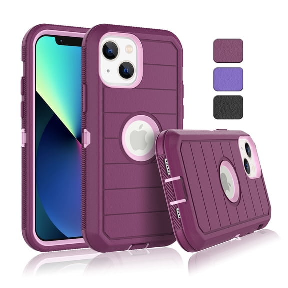 EBIZCITY iPhone13 / iPhone 13 Pro Max Case , Phone Case for Apple iPhone 13 6.1 inches, Shockproof Heavy Duty Armor Plastic & Rubber Rugged Bumper 3-in-1 Case Cover -Red