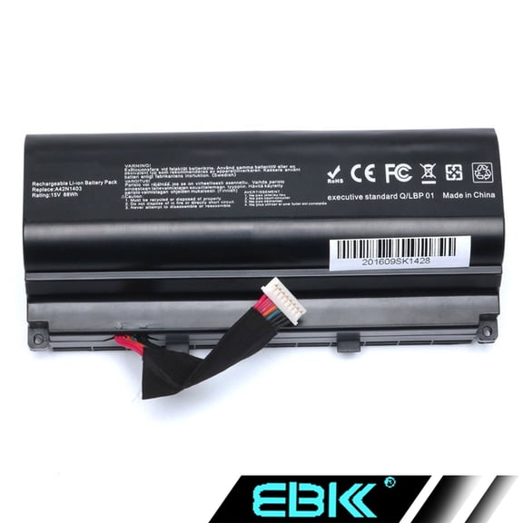EBK 15V 88Wh/5800mAh High Performance A42N1403 Battery for Asus G751 G751J G751J-BHI7T25, Asus ROG GFX71JY 17.3" GFX71JY4710, P/N: A42N1403 A42LM93 4ICR19/66-2