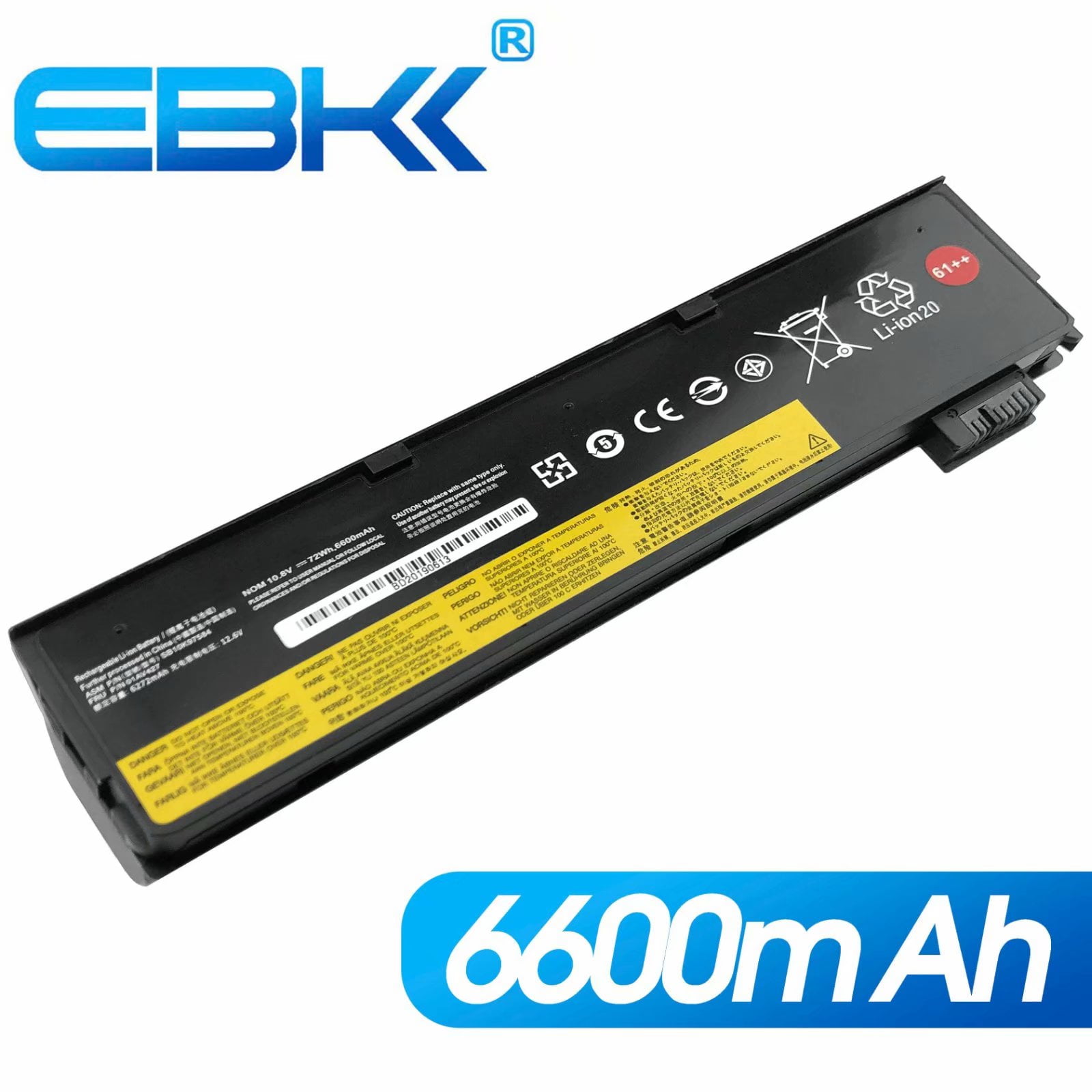 EBK 61++ Replacement Laptop Battery Compatible with Lenovo ThinkPad A475 A485 TP25 P51S P52S T470 T480 T570 T580 Series 01AV492 01AV427 01AV428 (10.8V 72Wh)