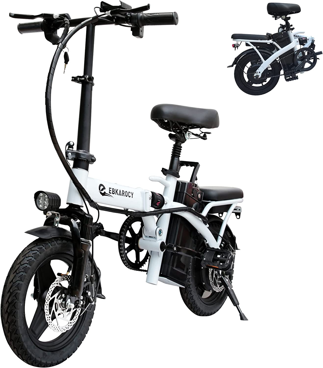 EBKAROCY Ebikes for Adults, 400W Motor 22MPH Max Speed, 14” Tire, 48V