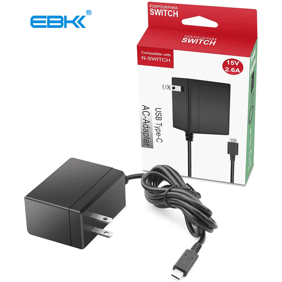 EBKK 39W AC Adapter Compatible with Nintendo Switch2 Charger, Switch Lite, OLED, Dock, Pro Controller, PlayStation Portal, Steam Deck, USB-C Fast Charging Cable Power Supply Cord with TV Mode Support