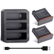 EBKK Battery Charger Kit Compatible with DJI OSMO ,2-Pack 1300mAh Replacement Battery and Intelligent 3-Channel USB Charger Kit for Dji OSMO Action Camera