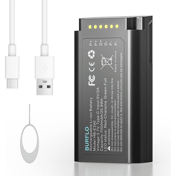 EBKK Replacement Battery compatible with eufy Security Video Doorbell E340,7000mAh High Capacity Lithium-ion Backup Battery with Type-C Charge Cable
