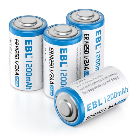 EBL 1/2 AA Size 14250 ER14250 3.6V Lithium Batteries, 1200mAh High Capacity Batteries for Dog Collars Baby Movement Monitor Alarm Systems