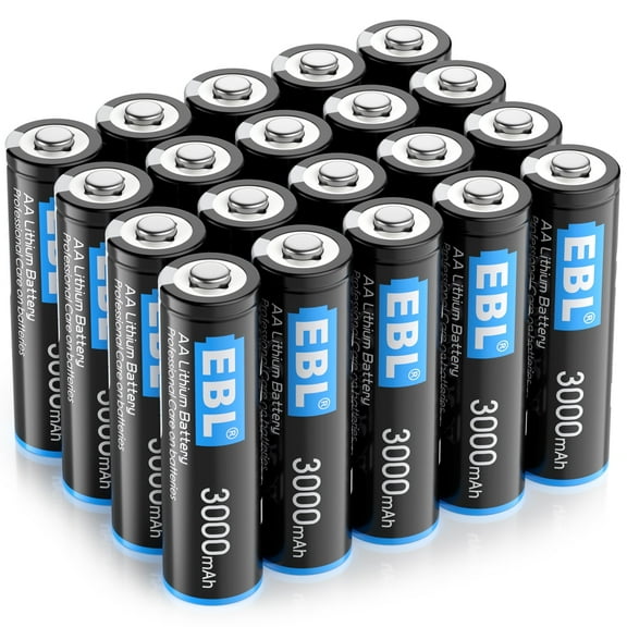 EBL 1.5V AA Lithium Batteries for High-Tech Devices (Non-rechargeable), 20 Pack