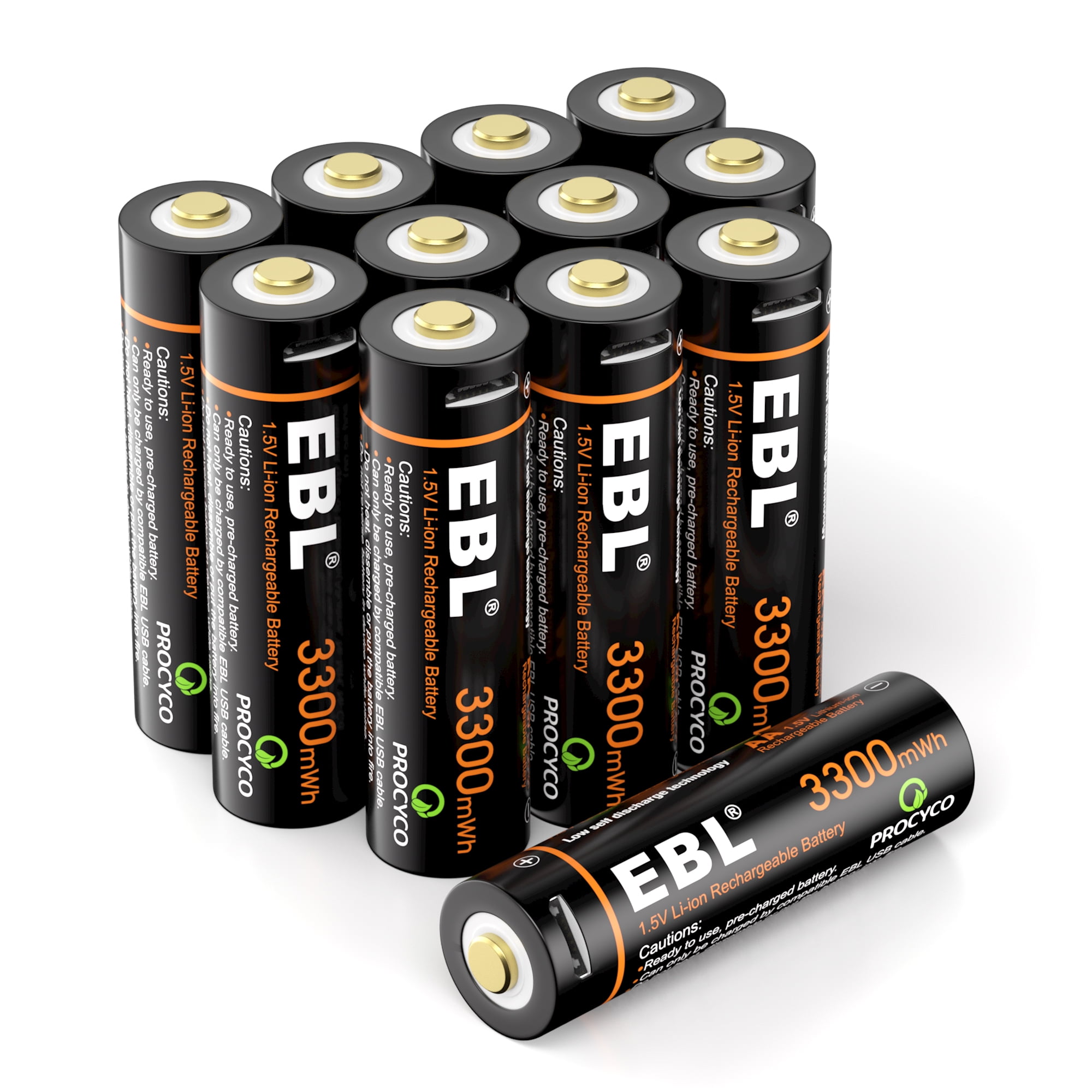 EBL 1.5V AA Rechargeable Batteries (12 Pack), 3300mWh Lithium Battery with  Charging Cable 