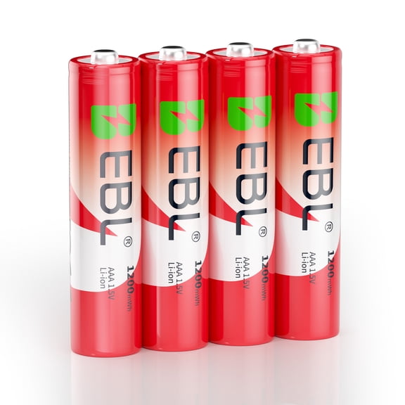 EBL 1.5V Rechargeable Li-ion AAA Lithium Batteries 1.5 Volts Constant Output, 1200mWh High Capacity, 1200 Long Life Cycles For High-Drain & Smart Devices Sonic Travel Toothbrush, Voice-control Remote