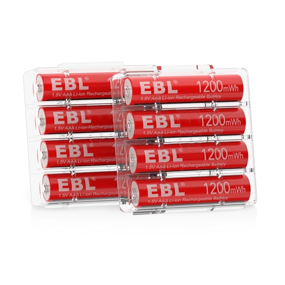 EBL 1.5V Rechargeable AAA Li-ion Battery 1200mwh Lithium Batteries 8Packs
