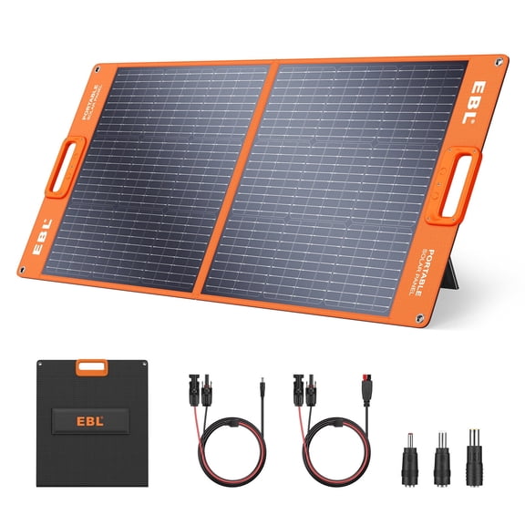 EBL 100W Portable Solar Panel for Power Station, Waterproof IP65 Foldable Solar Panel with MC-4 Anderson Output Connector for RV, Camping, Blackout