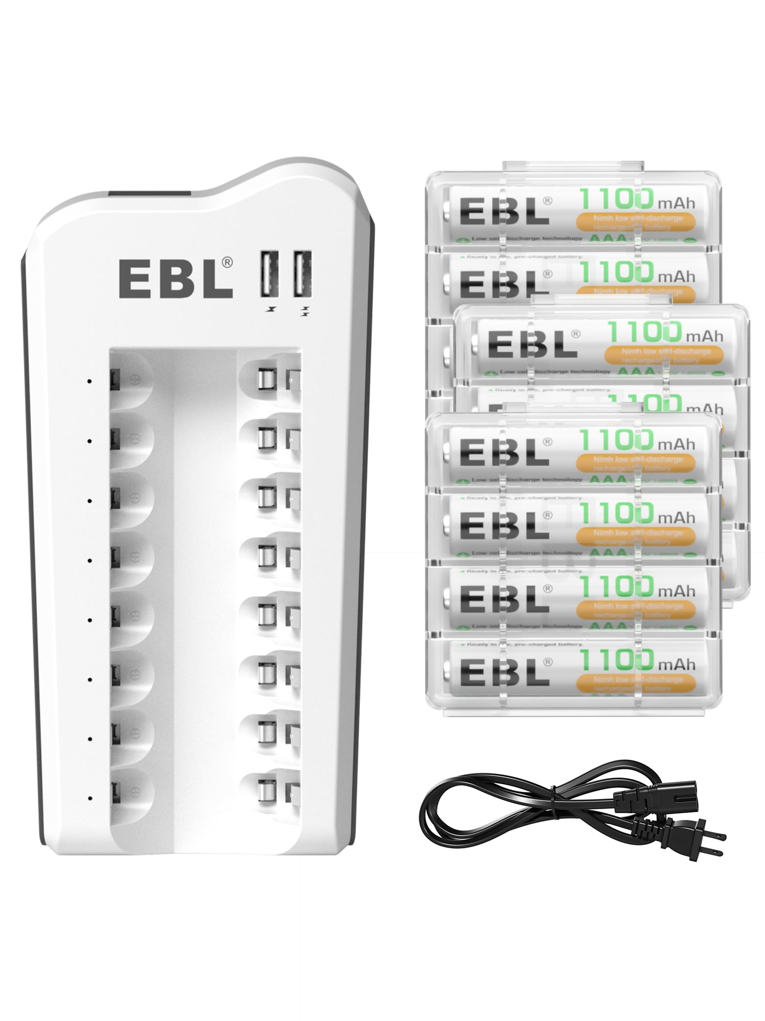EBL 1100mAh NiMH AAA Rechargeable Batteries (12 Pack) and 808U