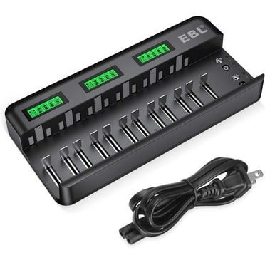EBL 12 2 Bay LCD Rechargeable Battery Charger for AA AAA C D Ni-MH Ni-CD & 9V NiMH Ni-CD Li-ion Rechargeable Batteries