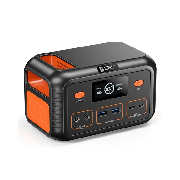 EBL 150W Portable Power Station, 153.6Wh 48000mAh Solar Generator with 110V AC Outlets & LED Light, Backup Battery for CPAP, Emergency, Camping, Travel, Hunting, RV