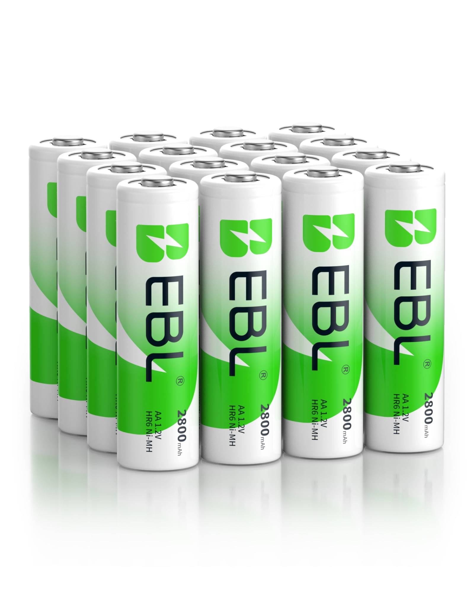 EBL 16-Counts Aa Rechargeable Batteries 2800mAh Aa Batteries NiMH Double A Battery 1.2V