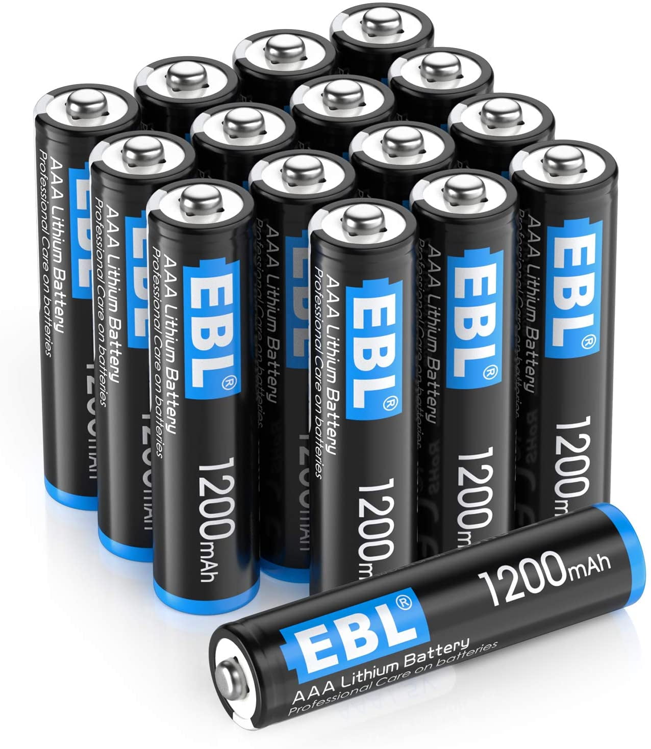 EBL 16 Pack 1200mAh 1.5V Lithium AAA Batteries - High Performance Constant Volt for Flashlight, Temperature Monitor, Smart Door, Non-Rechargeable