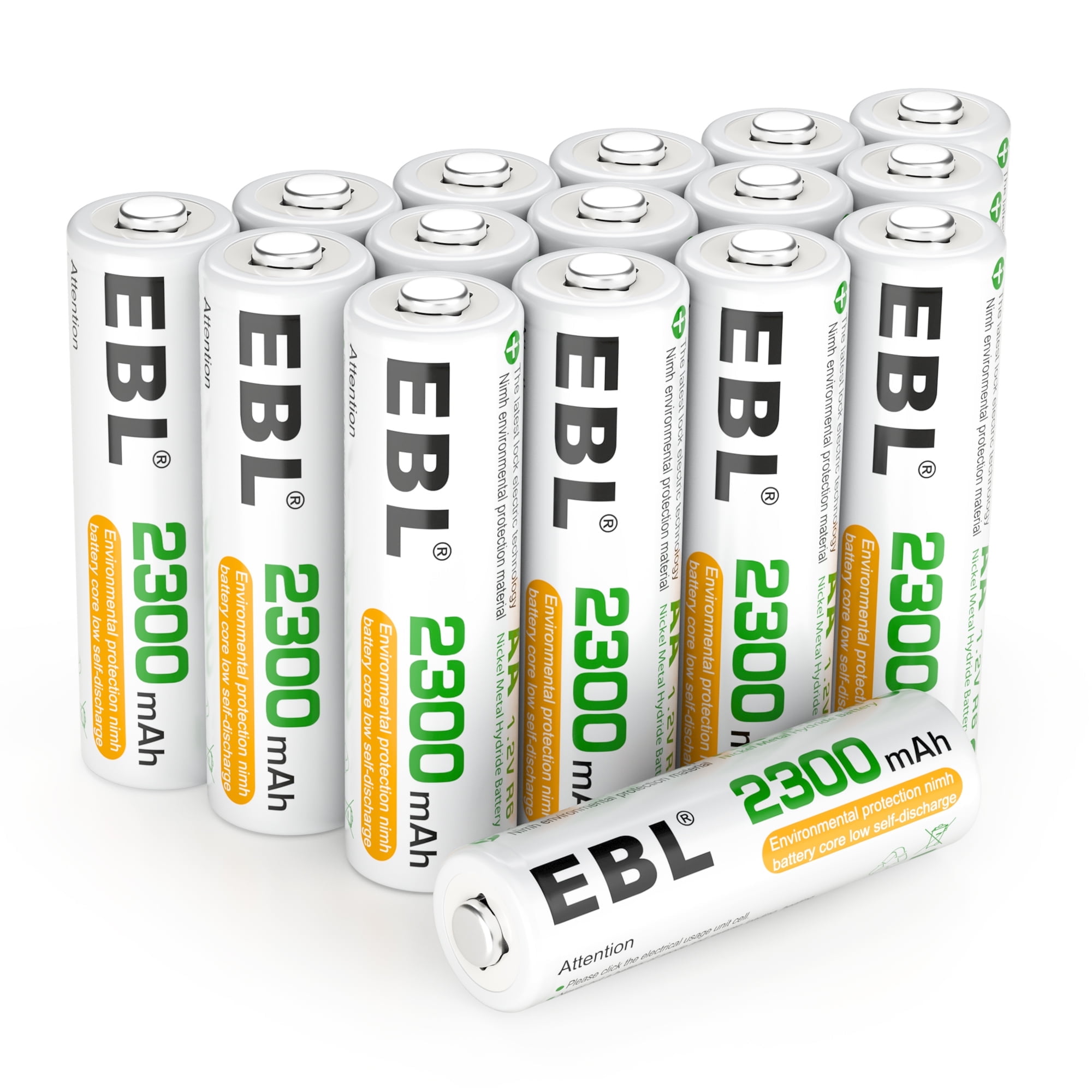 EBL 16-Pack Rechargeable AA Batteries 2300mAh Ni-MH General Purpose Batteries
