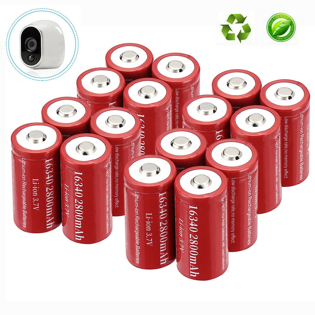 EBL 16340 RCR123A Batteries 16 Pack 2800mAh Rechargeable CR123A Lithium