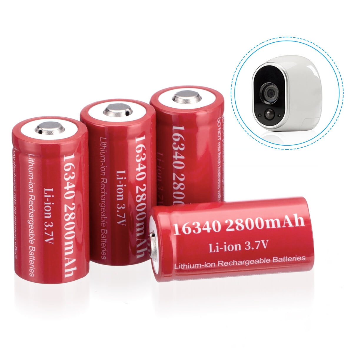 EBL 16340 RCR123A Batteries 4 Pack 2800mAh Rechargeable CR123A Lithium