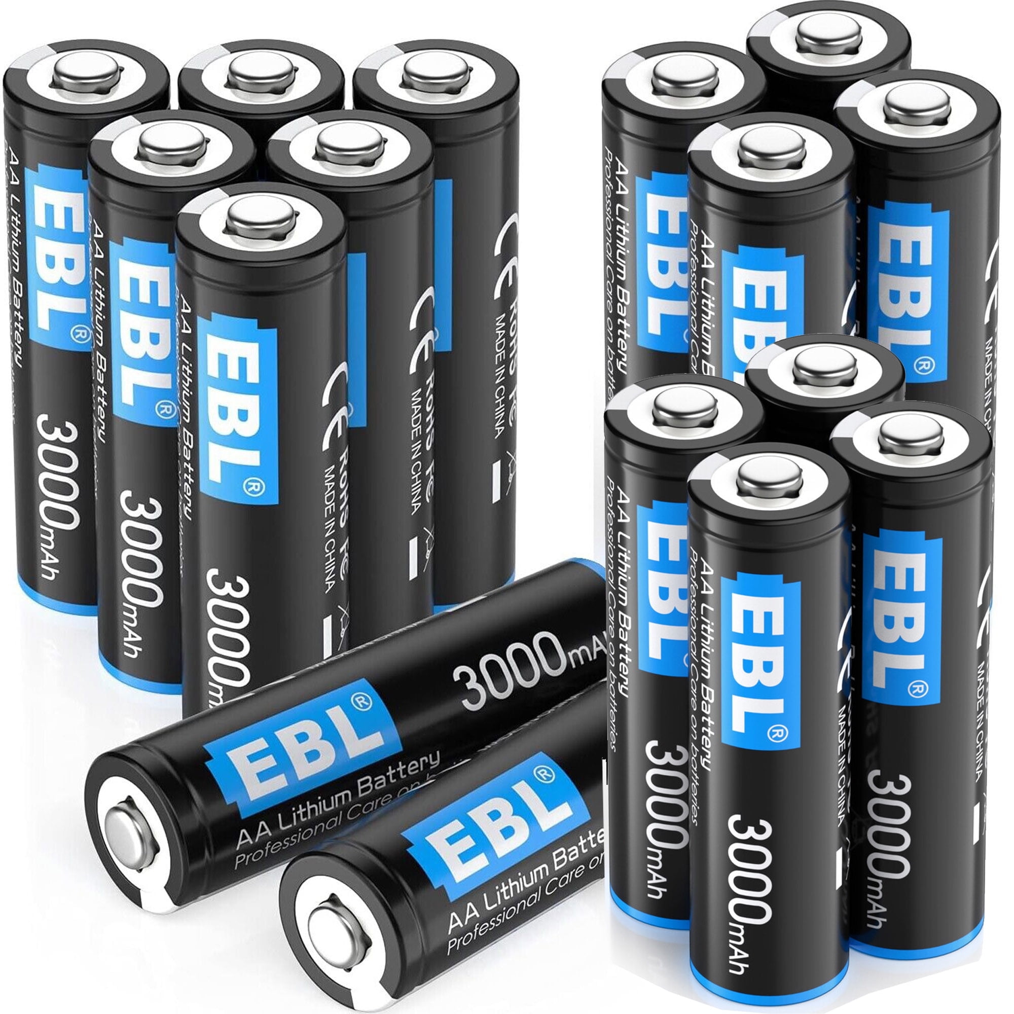 EBL 16Pcs 3000mAh 1.5V AA Lithium Batteries Constant Volt Double A Battery USA