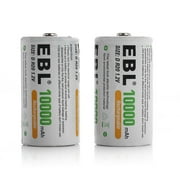 EBL 2-Pack D Rechargeable Batteries R20 Nimh Batteries for Toy Camera