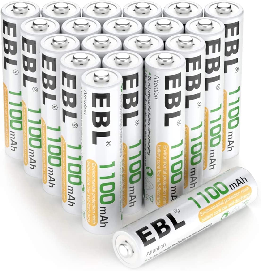 EBL 20 Pack AAA Rechargeable Batteries Ni-MH 1100mAh  1.2V Re-useable Triple A Battery
