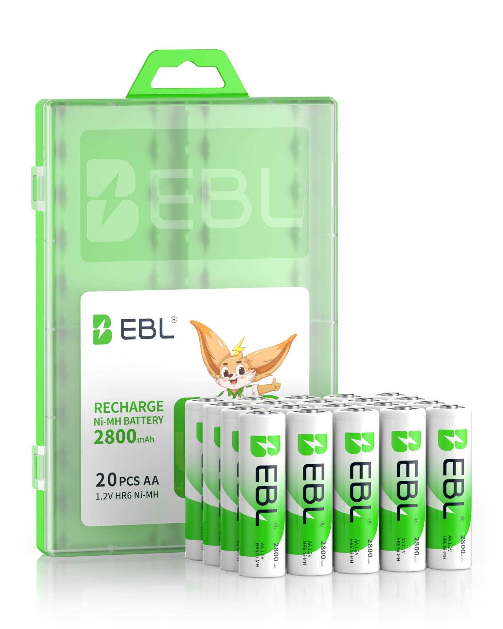 EBL 20Pack 2800mAh 1.2v AA Battery Ni-MH Rechargeable Batteries for RC, Toys, Game Controllers