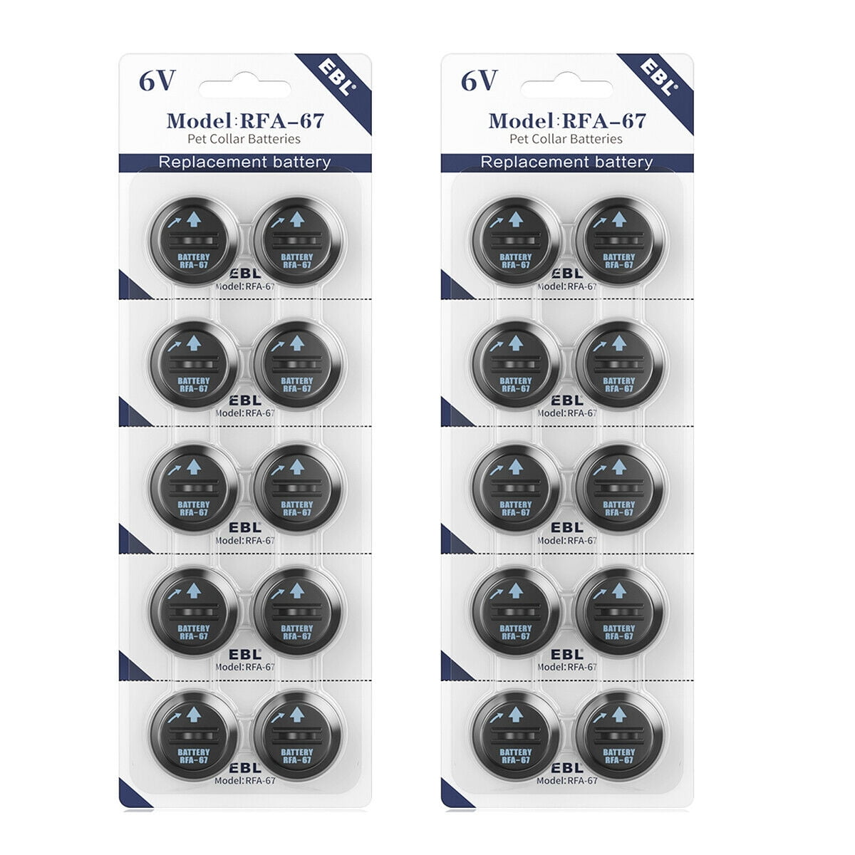 EBL 210mAh Replacement Batteries for PetSafe Collar Rfa 67 PIF 300 RF300 Pul 250 6 Volt Pet Collar Battery 20 Pack