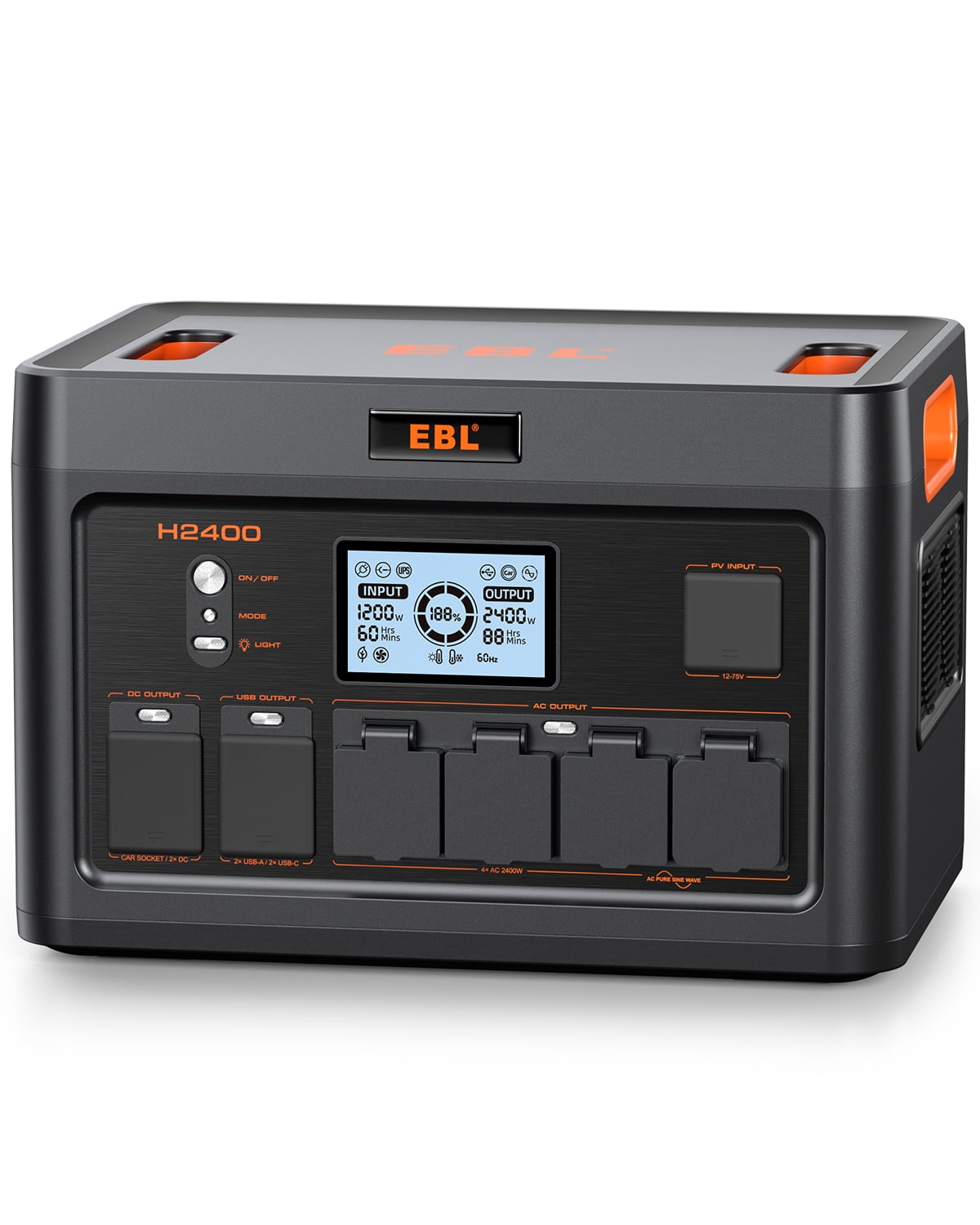 EBL 2400W Portable Power Station, 1843.2Wh Solar Generator LiFePO4 Batteries (4800W Surge) AC Output for Outdoor Camping RV Home Emergency