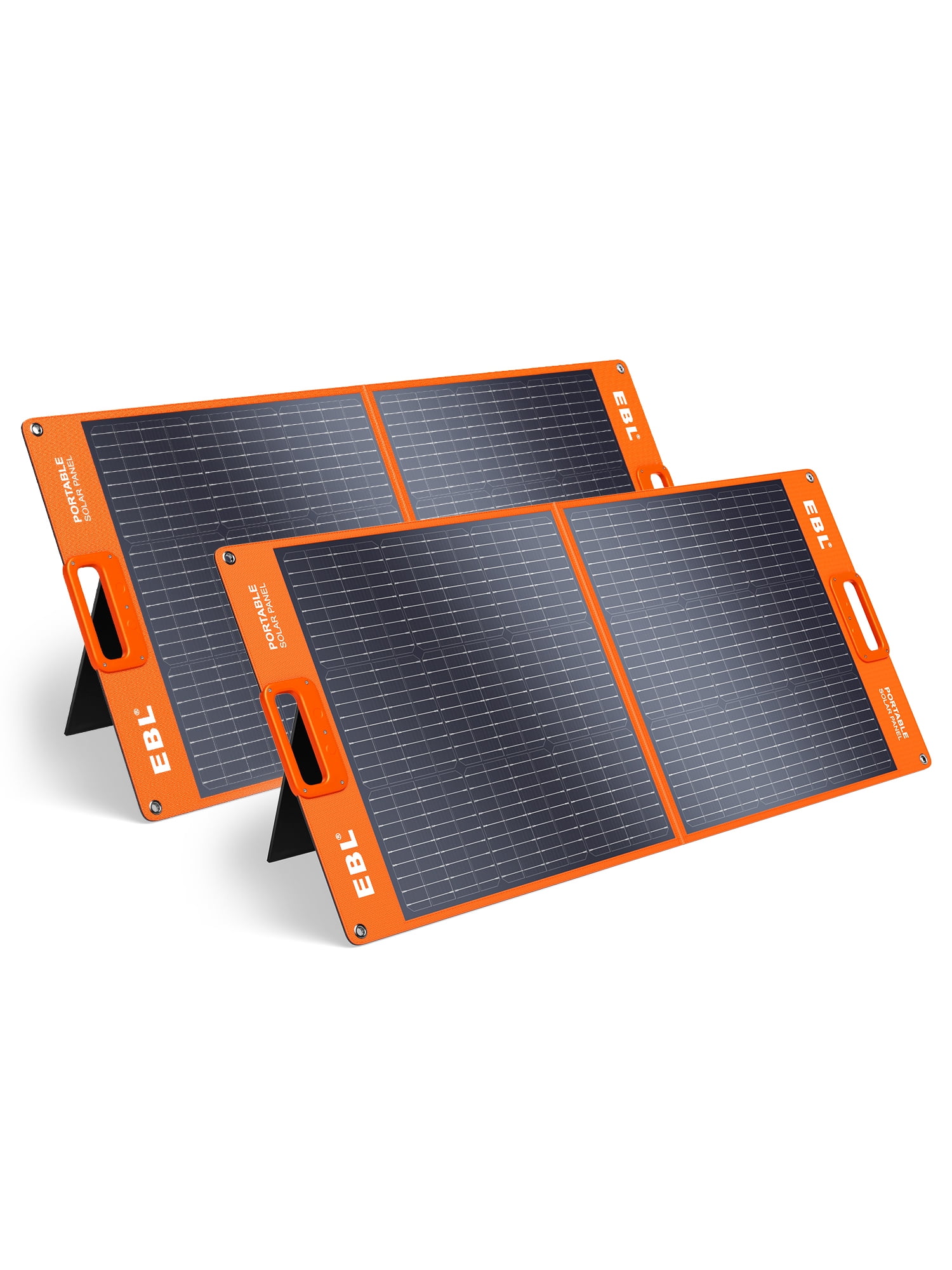 EBL 2PACK Solar Apollo 100W Portable Solar Panel for 240/300/500/1000/1500/2000 Power Station (Upgraded), with Adjustable Kickstand and Parallel Cable, Waterproof IP65