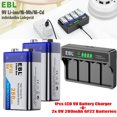 thumbnail image 1 of EBL 2Packs 9 volt 280mAh Ni-MH Rechargeable Battery with Charger, 1 of 18
