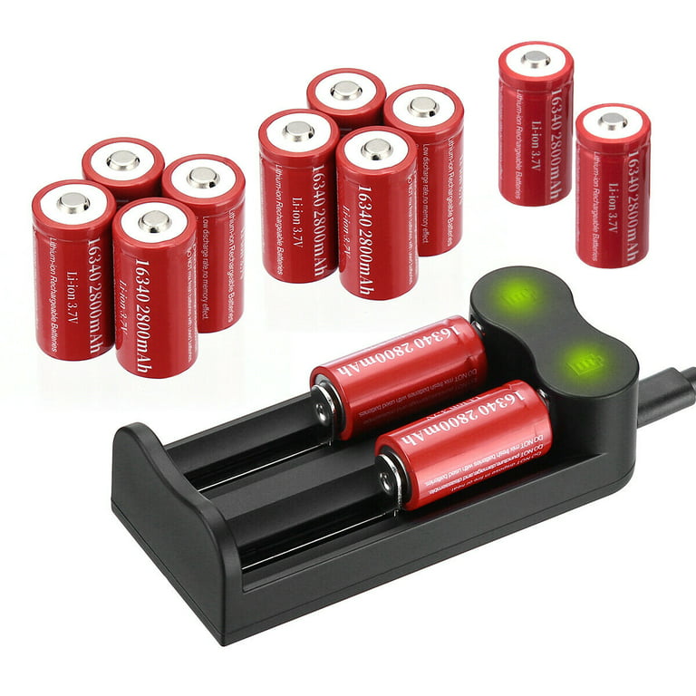 EBL 3.7V 16340 CR123A Lithium Rechargeable Batteries (12 Pack) + USB  Battery Charger