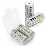 EBL 4 Pack 1.2v R14 Size C بطاريات قابلة للشحن 5000mAh Ni-MH Battery for Flashlight Toys Camera